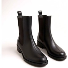 Ne&Ve Shoes Siyah Deri Iki Yandan Lastikli Kadın Chealsea Bot