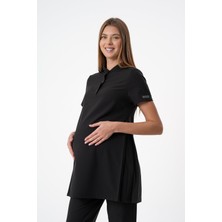 Almesta Premium Melina Hamile Cerrahi Üst Kısa Kol - Siyah
