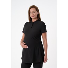 Almesta Premium Yummy Hamile Cerrahi Üst Kısa Kol - Siyah