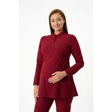 Almesta Premium Pucca Hamile Cerrahi Üst Uzun Kol - Bordo