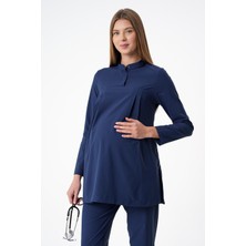 Almesta Premium Anka Hamile Cerrahi Üst Uzun Kol - Lacivert