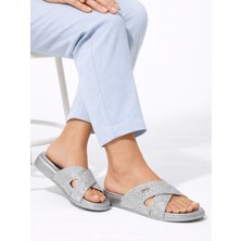 Wordex Elegance 7322 Çapraz Bant Simli Günlük Hafif Kadın Yazlık Terlik