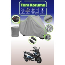 Dokaca Neo Gri Neon Fitilli Kilit ve Arka Çanta Uyumlu Arora Chinf 318 Uyumlu Motosiklet Brandası