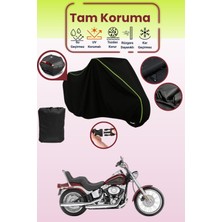 Dokaca Neo Siyah Neon Fitilli Arka Çanta Uyumlu Harley-Davidson Softail Custom Fxstc Uyumlu Motor Brandası