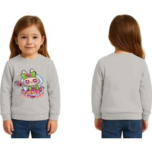 Sedirli Unisex Labubu Baskılı Çocuk Swaetshirt 3 Iplik Şardonlu