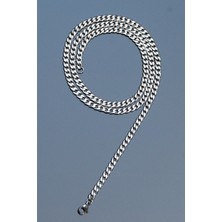 Rua Jewelry Çelik Gurmet Zincir Kolye 3 mm Gümüş Renk | Kararmaz , Unisex , 2 Yıl Garantili