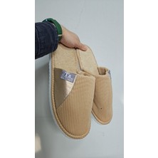 Slipcat Unisex Ev Terliği Kaymaz Tabanlı Ribana Kumaş Konforlu Model Şık ve Konforlu Ev Içi Terlik Yarı Deri