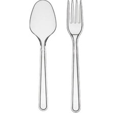 Samfa Plastik Lüks Kalın Kullan At Kaşık 100'LÜ + Çatal 100'LÜ Yemek Seti