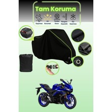 Dokaca Neo Siyah Neon Fitilli Kilit ve Arka Çanta Uyumlu Yamaha Yzf R25 Abs Uyumlu Motosiklet Brandası