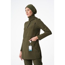 Almesta Premium Lulu Cerrahi Tesettür Üst - Haki Yeşil