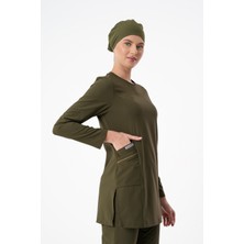 Almesta Premium Mira Cerrahi Tesettür Üst - Haki Yeşil