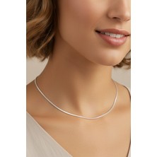 Rua Jewelry Çelik Yassı Yılan Kolye - Klasik Boy 45 cm 1 mm Gümüş Renk | Kararmaz , Unisex , 2 Yıl Garantili