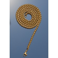 Rua Jewelry Çelik Italyan Örme Kolye 3 mm Altın Renk | Kararmaz ,unisex ,2 Yıl Garantili