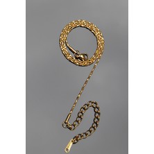 Rua Jewelry Çelik Italyan Recta Sarmal Bükümlü Kolye 1 mm Altın Renk | Kararmaz ,unisex ,2 Yıl Garantili