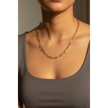 Rua Jewelry Çelik Ataş Kolye - Standart 55 cm 5 mm Altın Renk | Kararmaz , Unisex , 2 Yıl Garantili