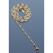 Rua Jewelry Çelik Italyan Cube Rectangle Zincir Kolye 2 mm Altın Renk | Kararmaz ,unisex ,2 Yıl Garantili