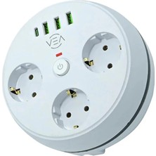 Vea VE-26583 3'lü 1.5 Metre Kablolu 3 USB / Type-C Girişli Akım Korumalı Grup Priz
