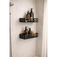 Noctis Nest Yapışkanlı Siyah Mat Banyo Rafı Delmeden Montaj 2’li ve 4’lü Set