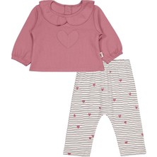 Civil Baby Yakalı Kalp Nakışlı 6-18 Ay Takım - Ekru 18-24 Ay