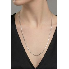 Rua Jewelry Çelik Yassı Yılan Kolye - Uzun 60 cm 2 mm Gümüş Renk | Kararmaz , Unisex , 2 Yıl Garantili