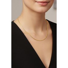 Rua Jewelry Çelik 1 mm Altın Renk Yassı Yılan Kolye - Standart 55 Cm| Kararmaz , Unisex , 2 Yıl Garantili