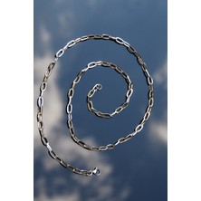 Rua Jewelry Ataş Zincir Paslanmaz Çelik Kolye Gümüş Renk-5mm 2 Yıl Garanti