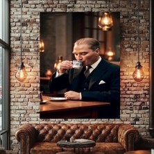 Özkacar Group Atatürk Türk Kahvesi Kanvas Tablo Ev Duvar Salon Ofis Dükkan Iş Yeri Hediyelik Dekarasyon Süsü