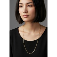 Rua Jewelry Çelik Ataş Kolye - Uzun 60 cm 5 mm Altın Renk | Kararmaz , Unisex , 2 Yıl Garantili