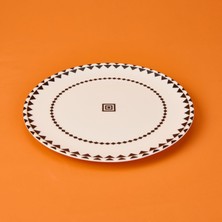 Matmel Kitchen Ethnic Servis Tabağı - Siyah / Beyaz - 25 cm