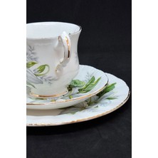 Paragon Trillium Kanada Çiçekleri Porselen Tek Kişilik Kahve, Çay Fincanı ve Tabakları 3 Parça 120 ml