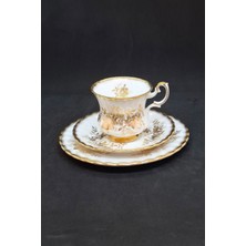Paragon Antoinette Bone China Porselen Duble Kahve Fincanı ve Tabakları 3 Parça 120 ml