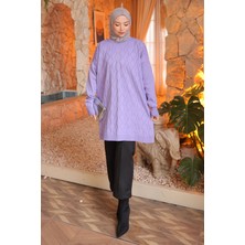 İmaj Butik Lila Soğuk Iplik Merserize Triko Tunik