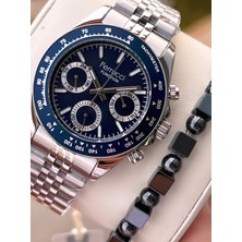 Ferucci Ferrucci Iç Fonksiyonları Aktif 30MT Suya Dayanıklı Çelik Kordon + Bileklik Hediyeli Erkek Kol Saati VS.BLKT.0778