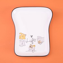 Matmel Kitchen Cat Life Desenli Servis Tabağı - Renkli - 19 cm