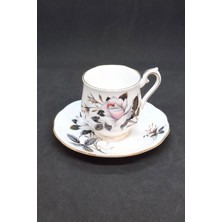 Fransız Limoges Queen's Messenger Porselen Kahve Fincanı ve Tabağı 2 Parça 100 ml