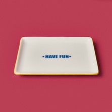 Matmel Kitchen Have Fun Servis Tabağı - Sarı / Mavi - 13X18 cm