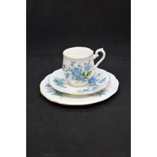 Paragon Forget Me Not Porselen Duble Kahve Fincanı ve Tabakları 3 Parça 120 ml