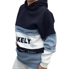Kadın Lacivert Kapüşonlu Owersize Salaş Üç Iplik Sweat Shirt Ksk-Blk