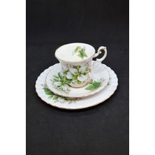 Paragon Trillium Bone China Porselen Duble Kahve Fincanı ve Tabakları 3 Parça 120 ml
