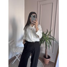 Tuğçe Fashion Poplin Kumaş Beyaz Gömlek
