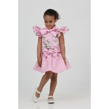 Baby Hola Kız Çocuk Özel Gün Çiçek Desenli 2-6 Yaş Çiçek Desenli ve Kurdele Detaylı İkili Takım Babyhola