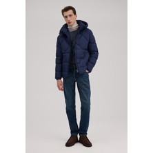 Jakamen Lacivert Comfort Fit Kapuşonlu Şişme Mont