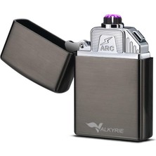Valkyrie USB Şarjlı Elektronik Çakmak | 4 Elektrotlu x Tip Mor Arc | Rüzgar Geçirmez, Alevsiz Siyah