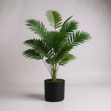 Yapay 90 cm 20 Yaprak Mini Afrika Palmiyesi Siyah Metal Saksı