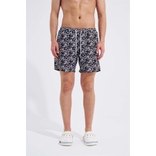 Machinist Erkek Puzzle Short Deniz Şortu Siyah-Beyaz