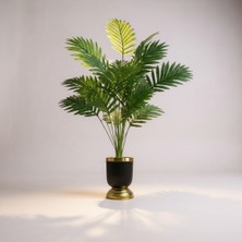 Yapay 90 cm 20 Yaprak Mini Afrika Palmiyesi Siyah Gold Saksı