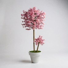 Luxdecor Yapay Sakura Ağacı - Pembe Bahar Esintisi 130 cm Beyaz Plastik Saksı