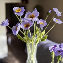 -Yapay Çiçek 4lü Gelincik Dalı 60 cm Lila