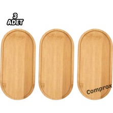 Comprox 3'lübambu Oval Sunum ve Servis Tepsisi - Şık Ahşap Görünümlü Tepsi, Yağdanlık Altlığı, Mutfak Banyo