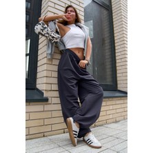 Vladivosto Paçası Lastikli Bol Kalıp Oversize Baggy Yüksek Bel Eşofman Altı